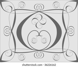 Design background with hearts and spirals on gray