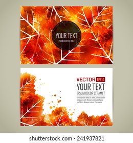 Design background with leaves. Design banners, flyer or business card. Vector illustration
