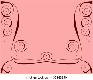 Design background with lines and spirals on green