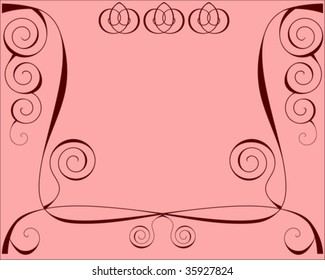Design background with lines and spirals on pink