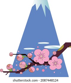 Designhintergrund des Fuji und Pflaumenblüten