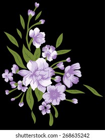 Design background with purple flowers.