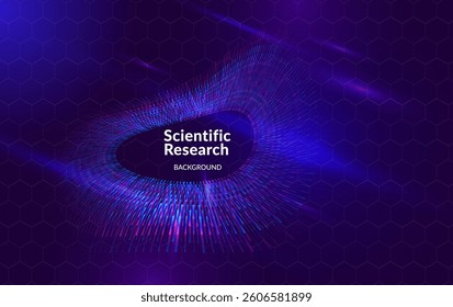 Design background for Science or Finance, Cybersecurity, Cloud tech, big Data for banner, Brochure, Presentation, Background, Visualization. Circular Dots, lines, spirals, Particles. Premium Branding