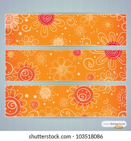 Design background set with flowers, vector