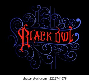 plantilla de fondo de diseño palabra búho negro