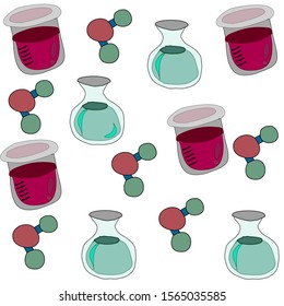 The design background using scientific equipment and symbols.