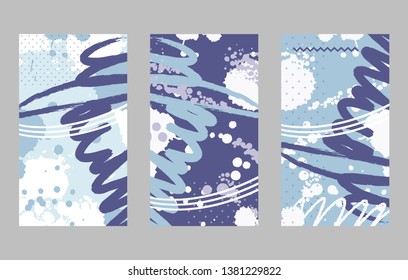 Design backgrounds for social media banner. Set of instagram stories frame templates. Vector illustration. 