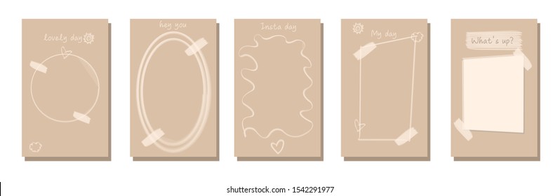Design backgrounds for social media banner.Set of stories and post frame templates.Vector cover. Mockup for personal blog or shop.Layout for promotion.