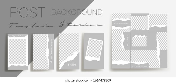 Design backgrounds for social media banner. Set of instagram stories and post frame templates.Vector cover. Mock up for personal blog or shop.Layout for promotion.Endless square puzzle layout