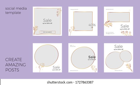 Design backgrounds for social media banner. Elegant floral design for personal blog or online shop.