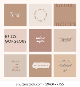 Design Backgrounds For Social Media Banner.Set Of Instagram Post Frame Templates.Vector Cover. Mockup For Personal Blog Or Shop.Layout For Promotion.Endless Square Puzzle.