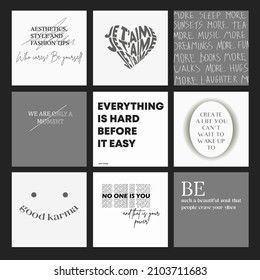 Design Backgrounds For Social Media Banner.Set Of Instagram Post Frame Templates.Vector Cover. Mockup For Personal Blog Or Shop.Layout For Promotion.Endless Square Puzzle.