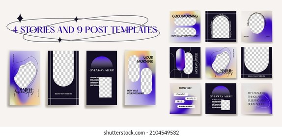 Design backgrounds for social media banner  Set instagram stories   post frame templates Vector cover  Mock up for personal blog shop Layout for promotion Endless square puzzle layout