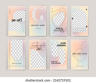 Design backgrounds for social media banner. Set of instagram stories frame templates.Vector cover. Mock up for personal blog or shop.Layout for promotion.Endless square puzzle layout