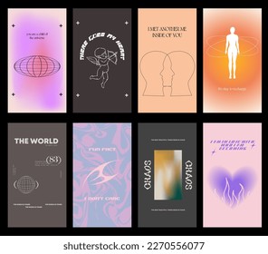 Design backgrounds for social media banner. Set of instagram stories frame templates. Vector cover. Mockup for personal blog or shop. Layout for promotion.Endless square puzzle.