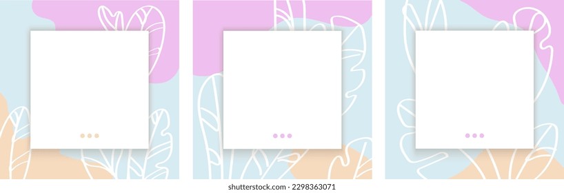 Design backgrounds for social media banner.Set of instagram stories and post frame templates.Vector cover. Mockup for personal blog