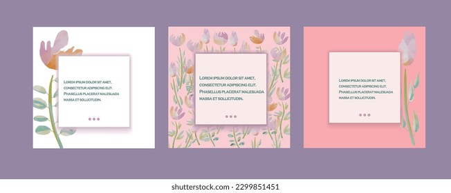 Design backgrounds for social media banner.Set of instagram stories and post frame templates.Vector cover. Mockup for personal blog