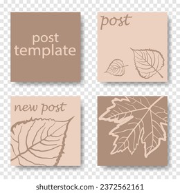 Design backgrounds for social media banner. Set of instagram post frame templates. Vector cover. Mockup for personal blog or shop. Layout for promotion. Endless square puzzle.