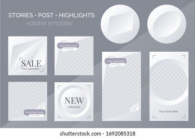 Design backgrounds for social media. Editable template for stories, post and highlight. Vector illustration