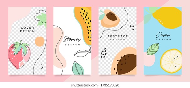 Design Hintergrund für Social Media Post und Geschichten. Fotorahmenvorlage für Shop , Mode, Blog, Web-Anzeigen. Trendige Memphis-Designabdeckung. Abstrakte Form mit minimalem Design. Vector-Abbildung.