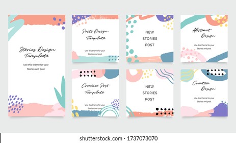 Design backgrounds for social media post and stories. Photo frame template for shop , fashion, blog, web ads. Trendy Memphis design cover. Abstract shape with minimal design. Vector  illustration.