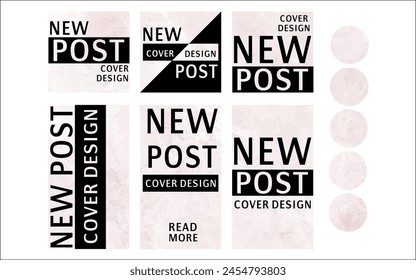 Fondos de diseño para publicaciones en redes sociales, historias e iconos con textura de mármol rosa. Ilustración vectorial.