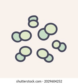 Icono del doodle del vector de color meningococcus bacteria diseño