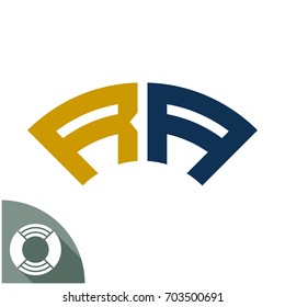 Design badge / emblem / logo with name initials, designed specifically for a combination of R & A letter