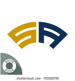 Design badge / emblem / logo with name initials, designed specifically for a combination of S & A letter