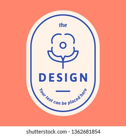 Design badge on a pinkish orange vector