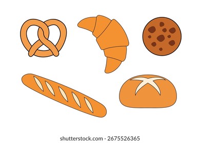 “Flat Design Bakery Bread and Pastry Illustration”