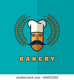 Design of Bakery chef with wheat