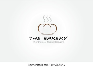 The design of a bakery company with a form of bread design that is still warm. Brown