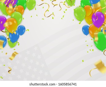 Design balloons sale template happy day, greeting background. Celebration Vector illustration