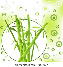 design with bamboo trees on circle, illustration background