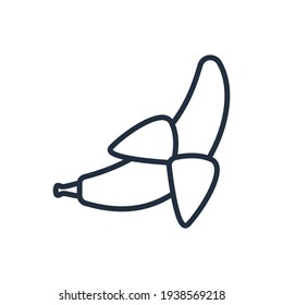 The design of the banana fruit and vegetables outline icon vector illustration, this vector is suitable for icons, logos, illustrations, stickers, books, covers, etc.