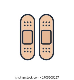 The design of the bandage medicines and health flat outline color icon pack vector illustration, this vector is suitable for icons, logos, illustrations, stickers, books, covers, etc.