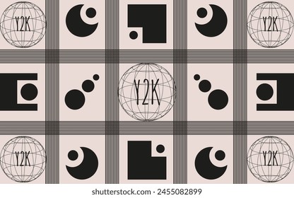 Anuncio de diseño con Formas de mallas 3D y formas geométricas de brutalismo. Póster moderno de Plantilla con 3D Circles en estilo suizo. La estética del Vector del Y2K puede utilizar el Web y el fondo de los medios sociales. EPS 10 