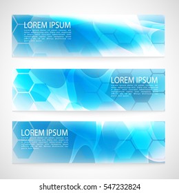 Design Banner abstract blue background with hexagons. geometric background