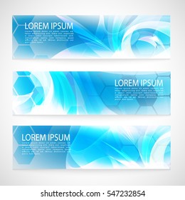 Design Banner abstract blue background with hexagons. geometric background