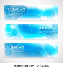 Design Banner abstract blue background with hexagons. geometric background