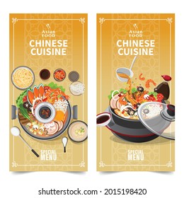 Design banner Asian food banners set isolated vector illustration