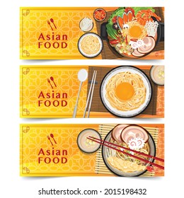 Design banner Asian food banners set isolated vector illustration