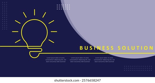 Design banner business solution concept with violet colour and line bub concept 