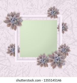 Design banner with flowers decoration square frame. Vector poster illustration. For promotion offer.