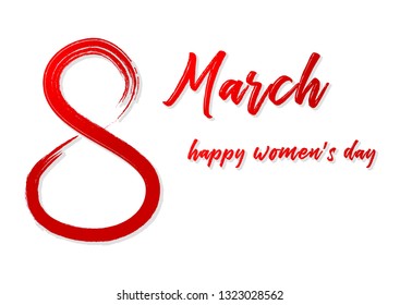 Design of a banner, flyer or greeting card for 8 march (Women's Day). Number 8 with shadow and congratulatory inscription
