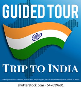 Design of a banner or flyer for tourism. Trip to India. Promotion of travel and tour. vector illustration
