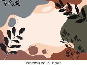 Design banner frame background with beautiful. background for design. Colorful background with tropical plants. Place for your text.	