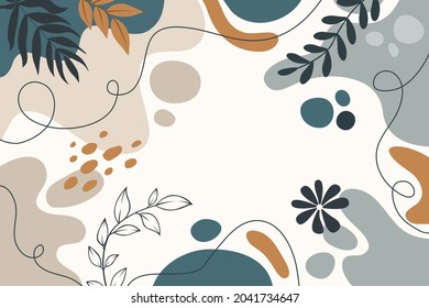 Design banner frame background with beautiful. background for design. Colorful background with tropical plants. Place for your text.	