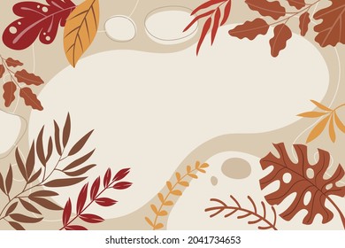 Design banner frame background with beautiful. background for design. Colorful background with tropical plants. Place for your text.	